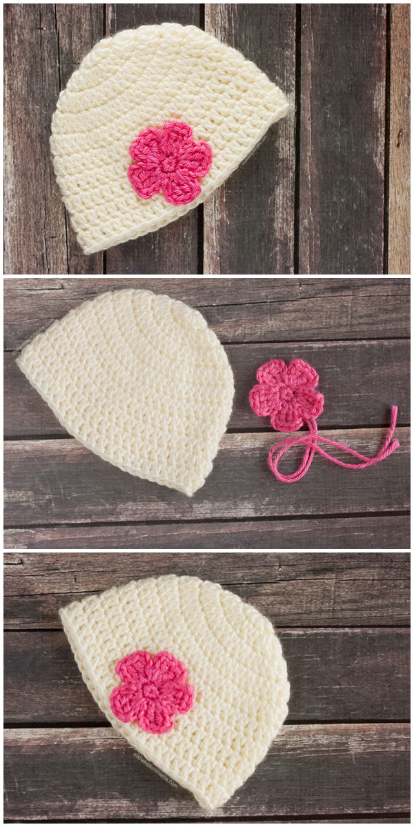 Simple Crochet Baby Hat Pattern With Flower