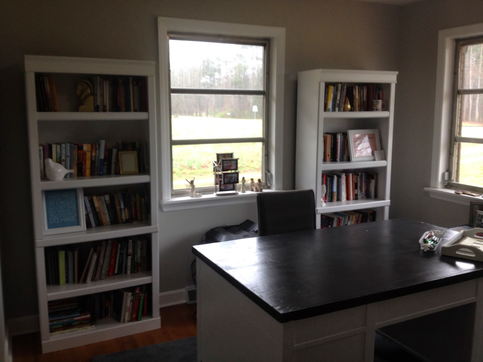 Blissfully Chic DIY Painting Laminate Bookshelves Dark to Bright!