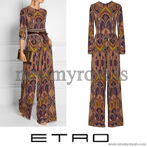 Queen Maxima wears a ETRO Printed stretch crepe jumpsuit