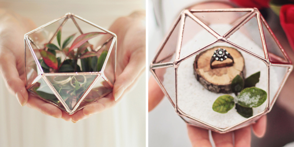 Geometric Ring Box Terrarium Ring Holders