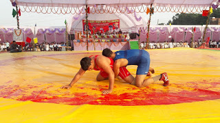  शेरवा गांव स्थित आझुराय इंटर कालेज परिसर में गुरुवार को आयोजित अखिल भारतीय कुश्ती दंगल प्रतियोगिता में विभिन्न क्षेत्रों से आये नामी-गिरामी पहलवानों ने अपने दांवपेंच के जरिये लोगों का खूब मनोरंजन किये। 