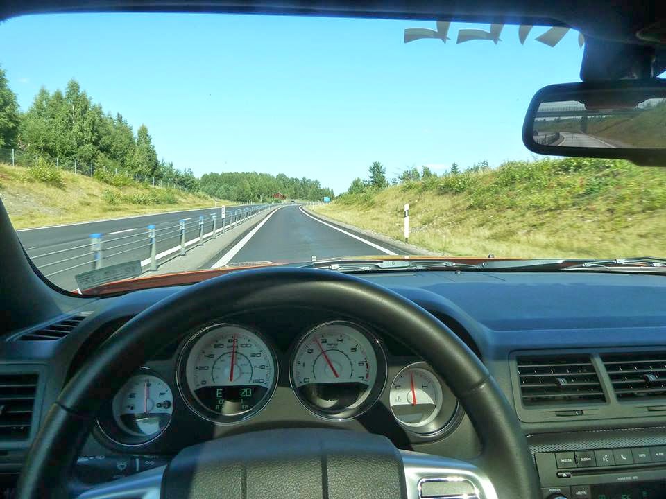 Marie driving 2011 Dodge Challenger in Sweden