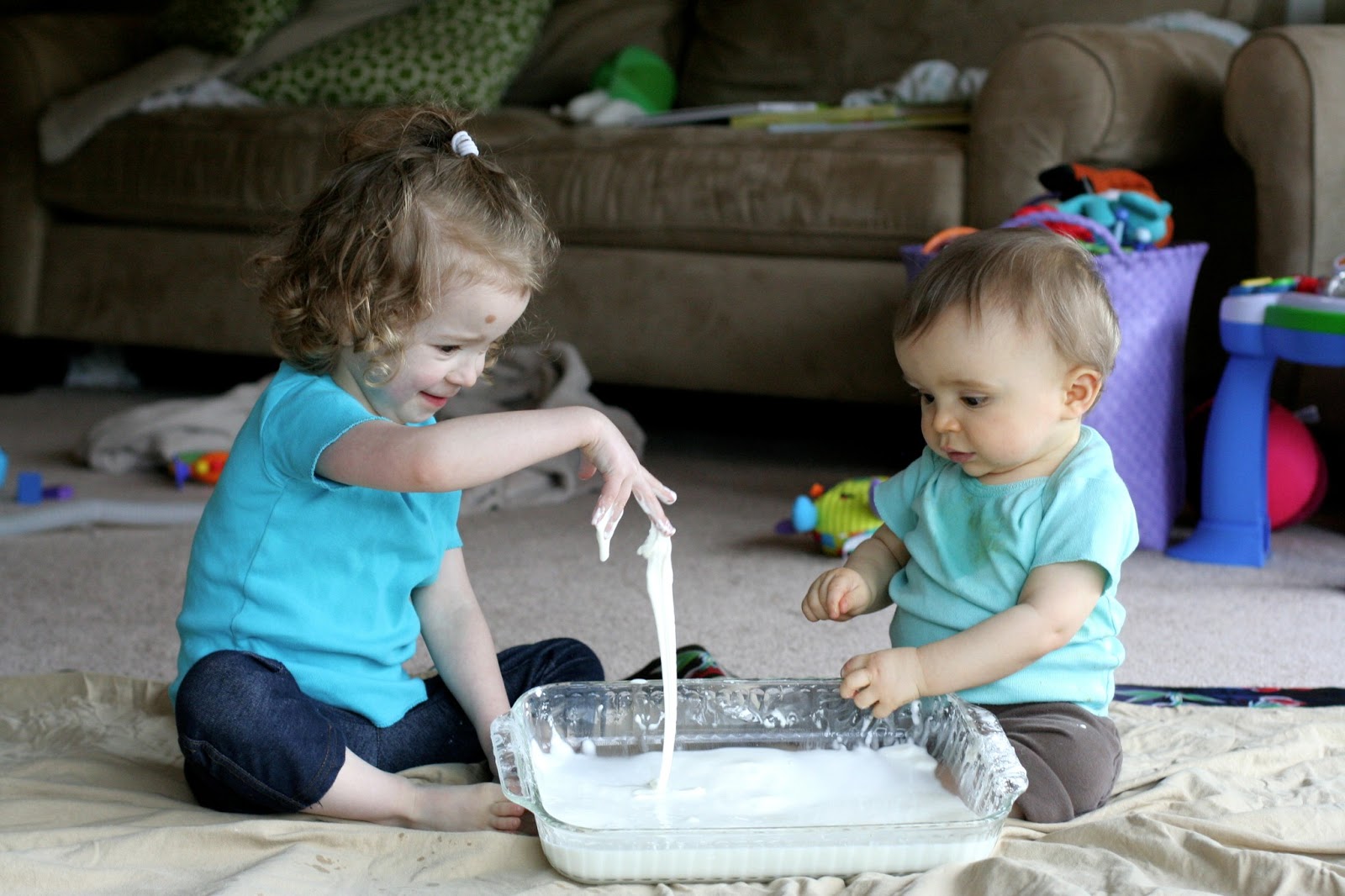 Super Easy Sensory Play Cornstarch and Water