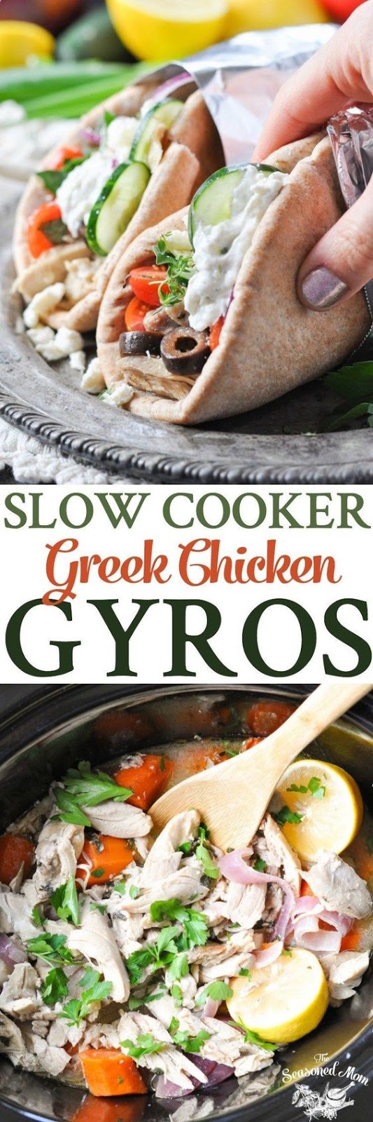 Slow Cooker Greek Chicken Gyros Slow Cooker Greek Chicken Gyros