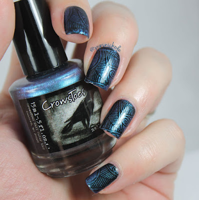 CrowsToes Electra + China Glaze Liquid Leather stamping