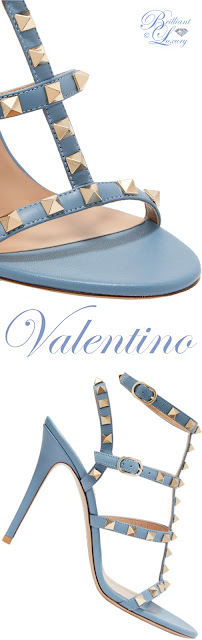 ♦Valentino Garavani blue Rockstud leather sandal #pantone #shoes #blue #brilliantluxury