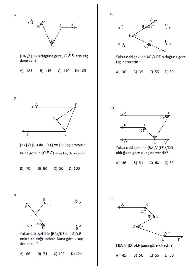 7 Sinif Dogrular Ve Acilar Test 1 Test Matematik