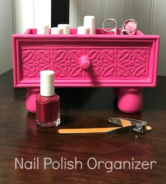 Pink Repurposed Drawer Nail Polish Organizer