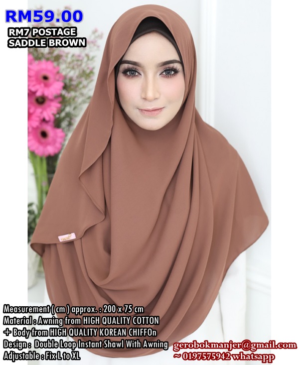 INSTANT SHAWL CHIFFON 2 LOOP ROSSY FLARE WITH AWNING