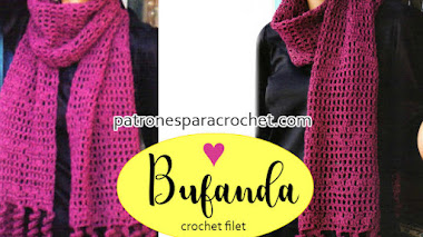 Bufanda Crochet Filet con Flecos Tirabuzones / Paso a paso