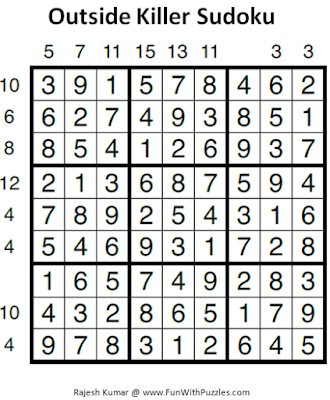 Outside Killer Sudoku (Fun With Sudoku #46) Puzzle Solution