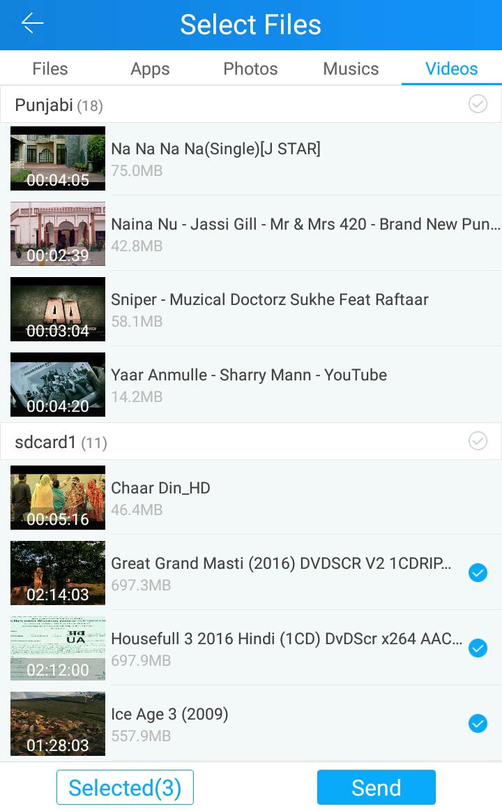 Select the files Select the files