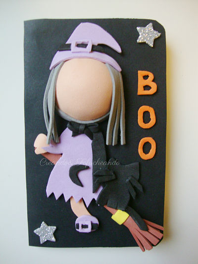 Aqui vemos la libreta casi terminada con nuestra amiga la Fofucha brujita