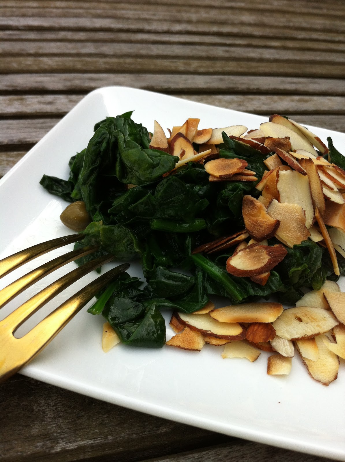 Recipe Underground Blanched Spinach Salad with Sliced Almonds