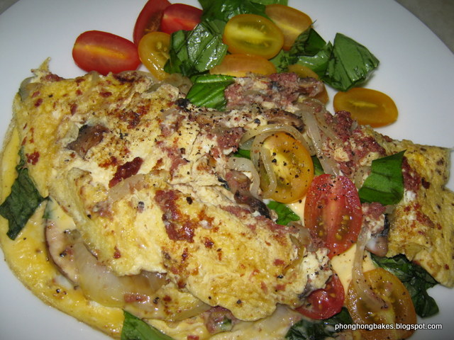 PH the Malaysian Carnivore: Corned Beef Omelette with Cherry Tomatoes