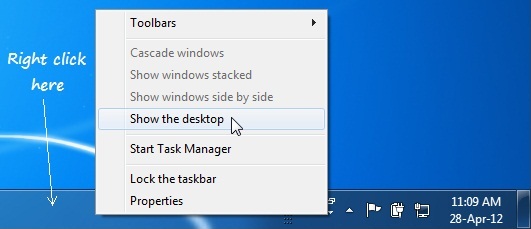 How to show desktop technique