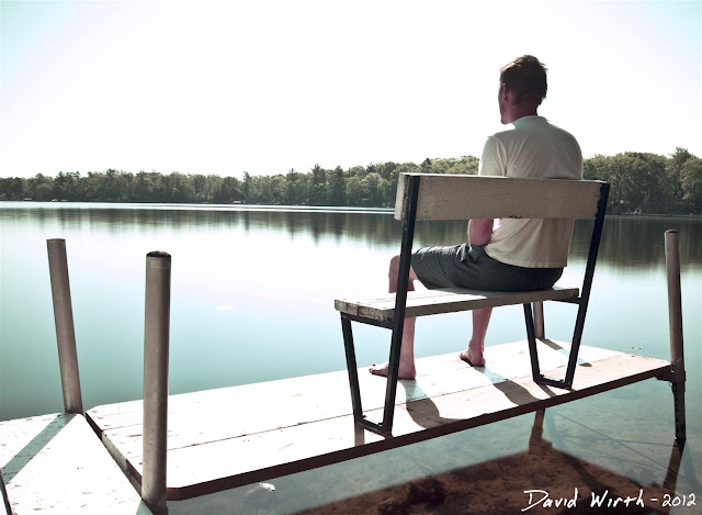 self portrait, nd filter, water, dock, bench sitting, looking sky