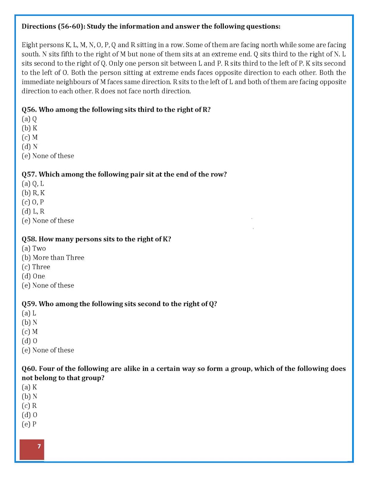IBPS PO Reasoning question paper Paper 2018 Download PDF IBPS PO Reasoning Question Paper 2018 Download PDF