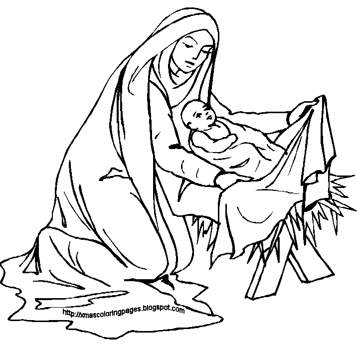 Mary And Jesus Coloring Pages XMAS COLORING PAGES