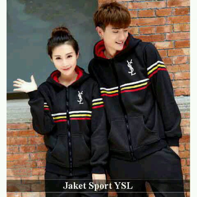 Jual Online Jacket Sport YSL Hitam Couple Murah Jakarta Bahan Combed Terbaru Jual Online Jacket Sport YSL Hitam Couple Murah Jakarta Bahan Combed Terbaru