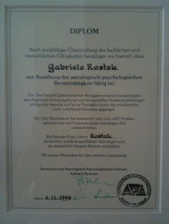 Mein Diplom des Astrologisch-Psychologischen Instituts, API, CH