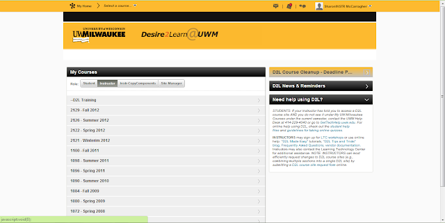 Screen shot of UWM D2L version 10