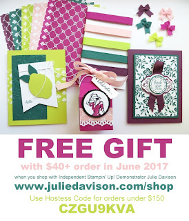 FREE GIFT with $40+ order from Julie Davison in June 2017 ~ project kit plus In Color Sampler ~ Stampin' Up! 2017-2018 Annual Catalog