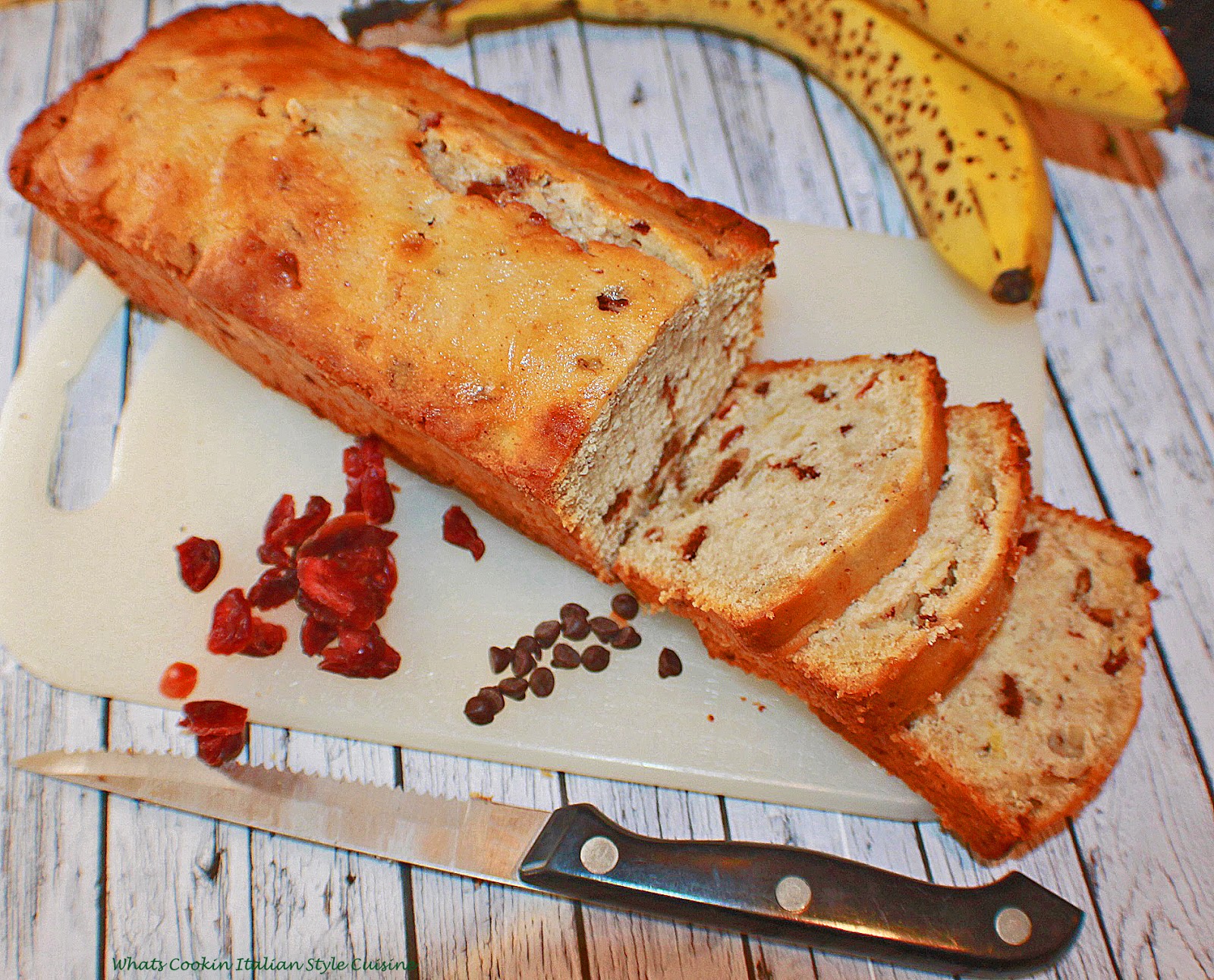 Dried Cherry Banana Chocolate Chip Bread