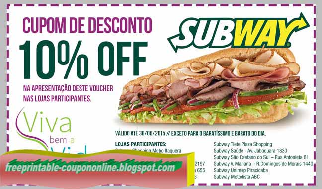 Subway sandwich coupons april 2019
