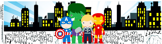 Los Vengadores Chibi: Etiquetas para Candy Buffet para Imprimir Gratis. Etiquetas de Los Vengadores Chibi para imprimir gratis.