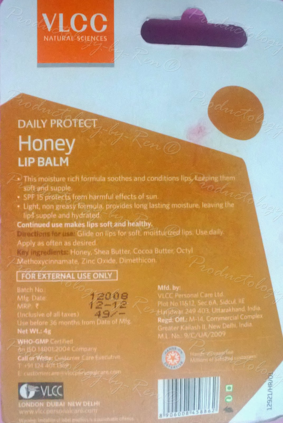 Productology VLCC Daily protect Honey Lip Balm Review