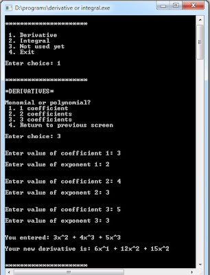 C++ Program of The Derivatives and Integrals