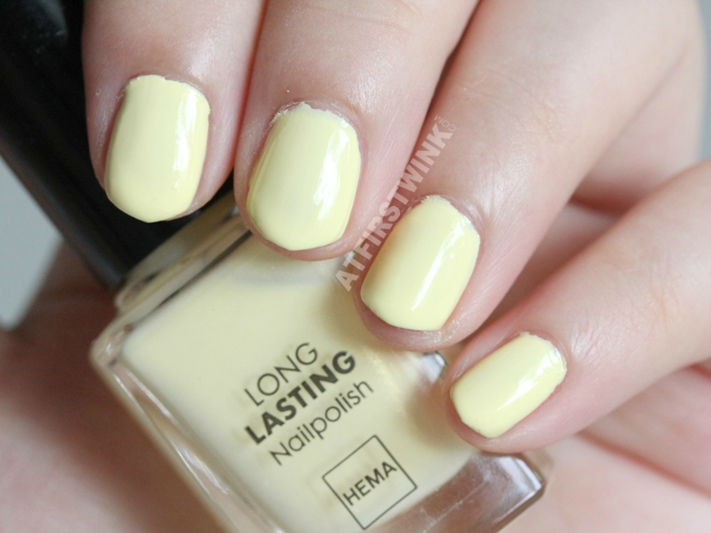 Review HEMA pastel nail polishes in yellow, green, and blue