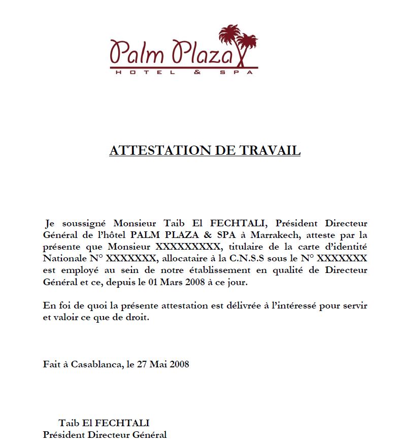 Exemples de modèles d'attestations de travail en pdf Cours génie
