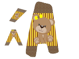 Abecedario con Osita con Lazo Amarillo. Bear with Yellow Bow Alphabet.