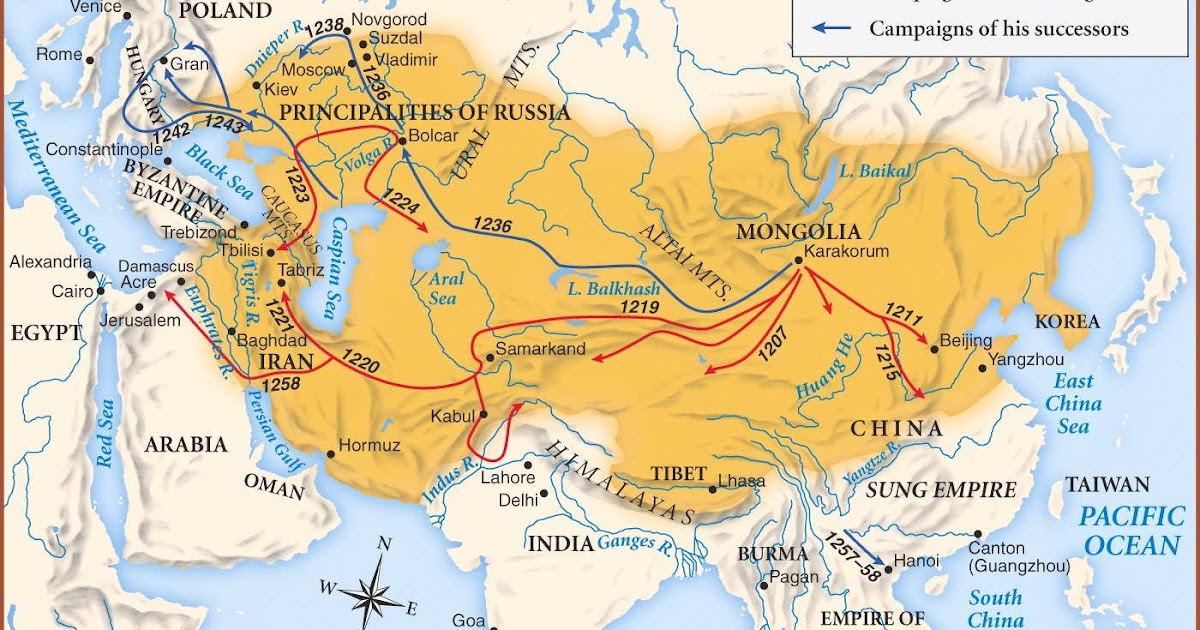 Карта монгольской империи на пике могущества
