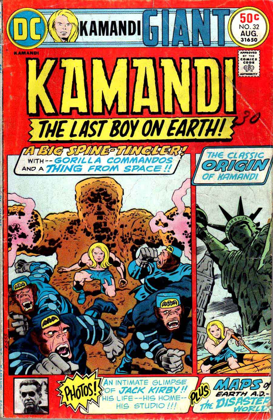 Kamandi #32 dc bronze age science fiction 1970s comic book cover art by Jack Kirby