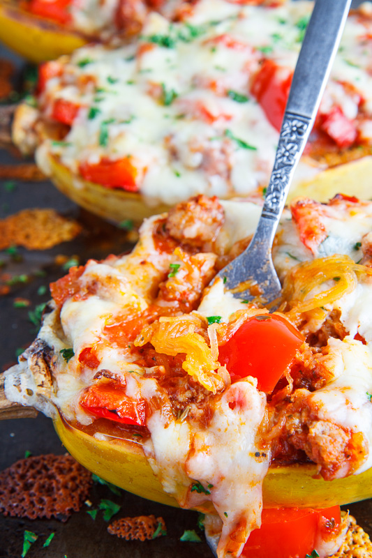 Sausage and Pepper Stuffed Spaghetti Squash Recipe on Closet Cooking