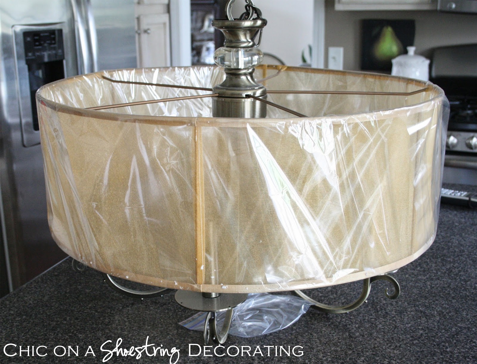 chandelier before, chic on a shoestring decorating blog