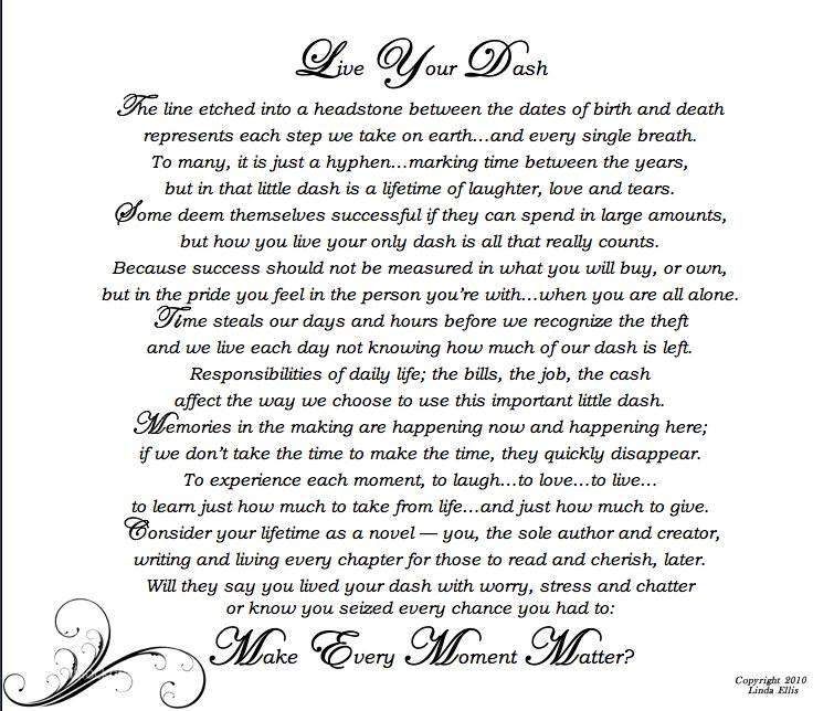 The Poem The Dash Printable - Printable World Holiday