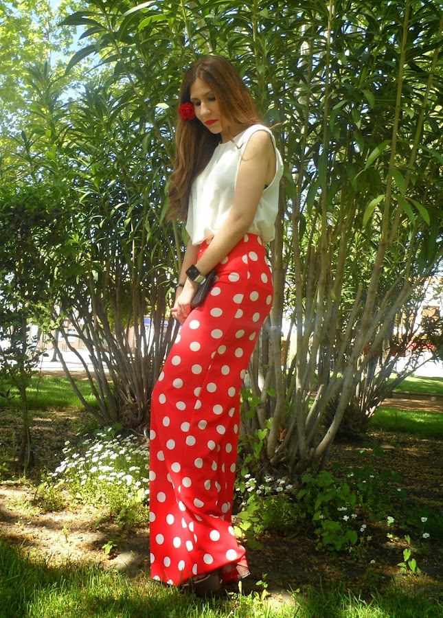 Polka dots palazzo pants