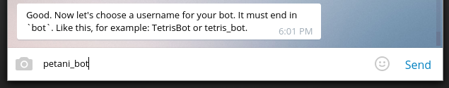 Create a username for the bot