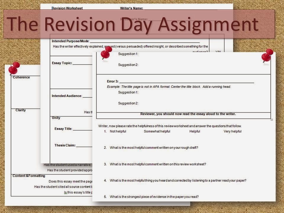 Gypsy Daughter Essays: Strategies to Improve Student Writing: Revision Day