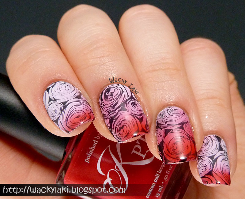 Wacky Laki: Nail Art: Blushing Roses with Polished by KPT Camellia and ...