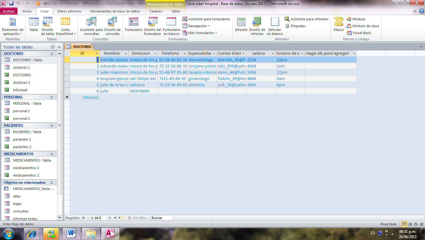 INFORMES A VASE DE TABLAS: creacion de un informe utilizando tablas