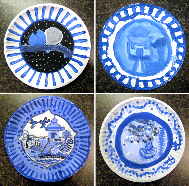 My Adventures In Positive E Blue Willow Plates Tempera We Looked At A Piece Of Blue Willow China And Discussed What Images Saw On The Plate I Then Told Children About Legend Which Pattern