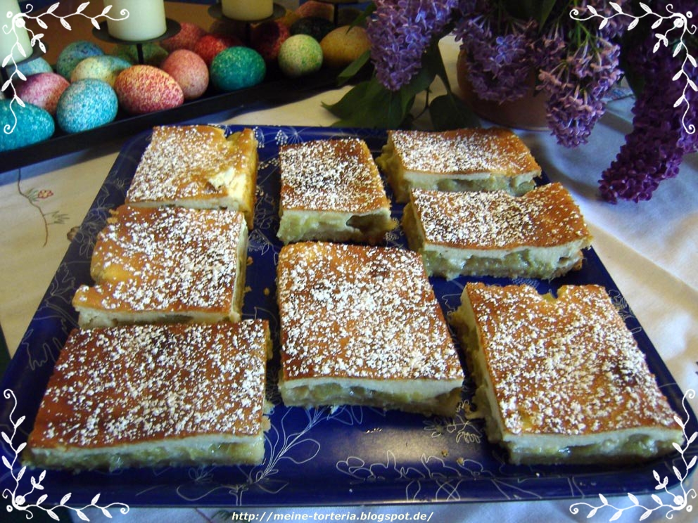 Leckerer Rhabarber-Quark-Kuchen vom Blech - Meine Torteria
