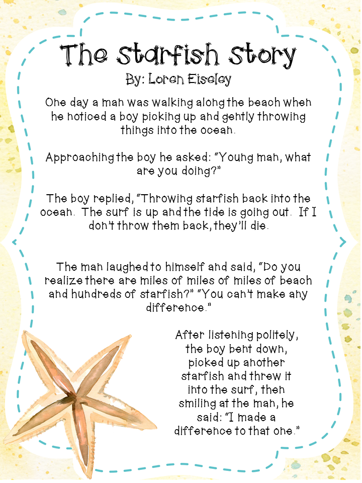 Rare starfish poem printable Kuhn Blog