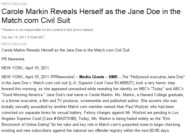 The Once Fallen Sex Offender Advocacy Blog Mismatch Dot Com How Carole Markin Hoodwinked America