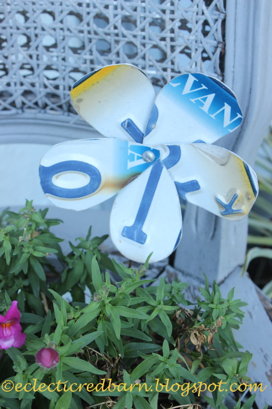 Eclectic Red Barn Large license plate flower